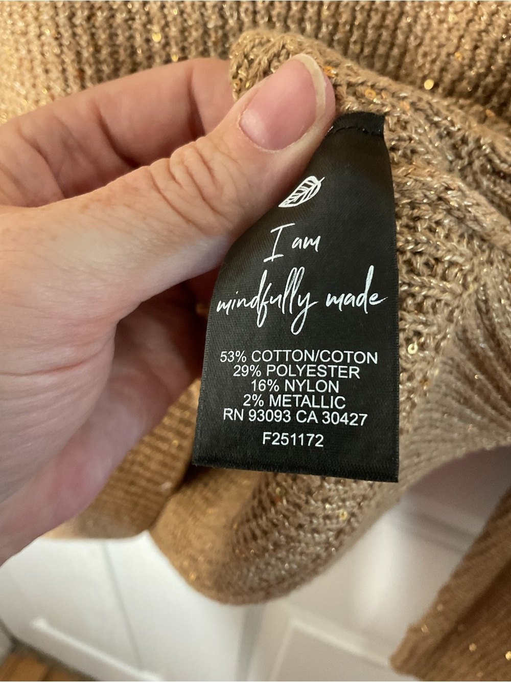 NIC+ZOE Gold Glitter V-Neck Knit Sweater Large Metallic Sequin - Picture 6 of 11